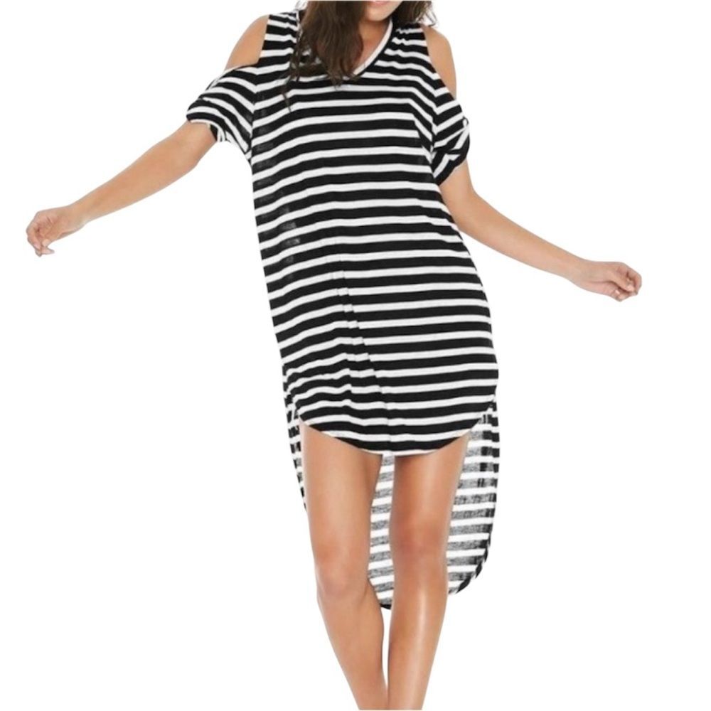 L*Space Women’s Striped Cold Shoulder High-Low Dress | Size XS/S